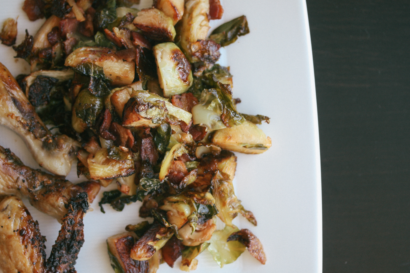 Roasted Brussels Sprouts & Bacon side view