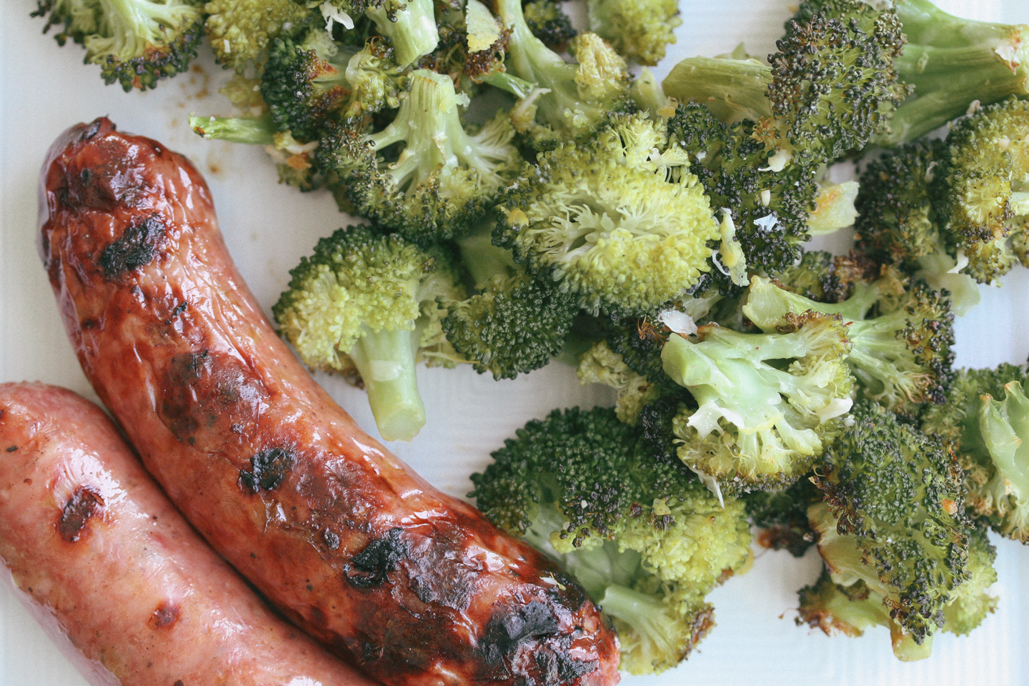 Roasted Broccoli with Parmesan Cheese & Lemon and Aidells Chicken & Apple Sausage