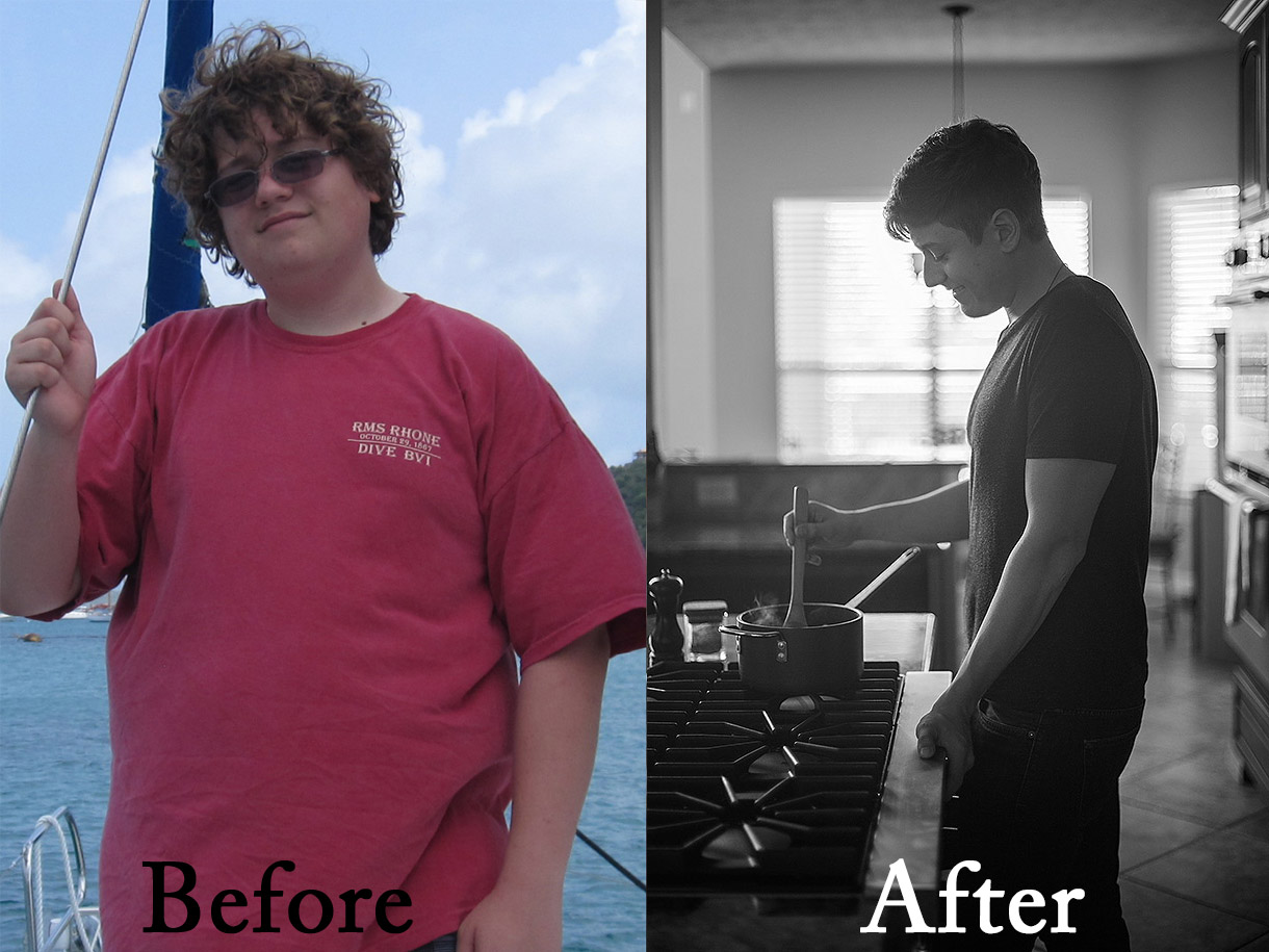 Before and after with stirring shot