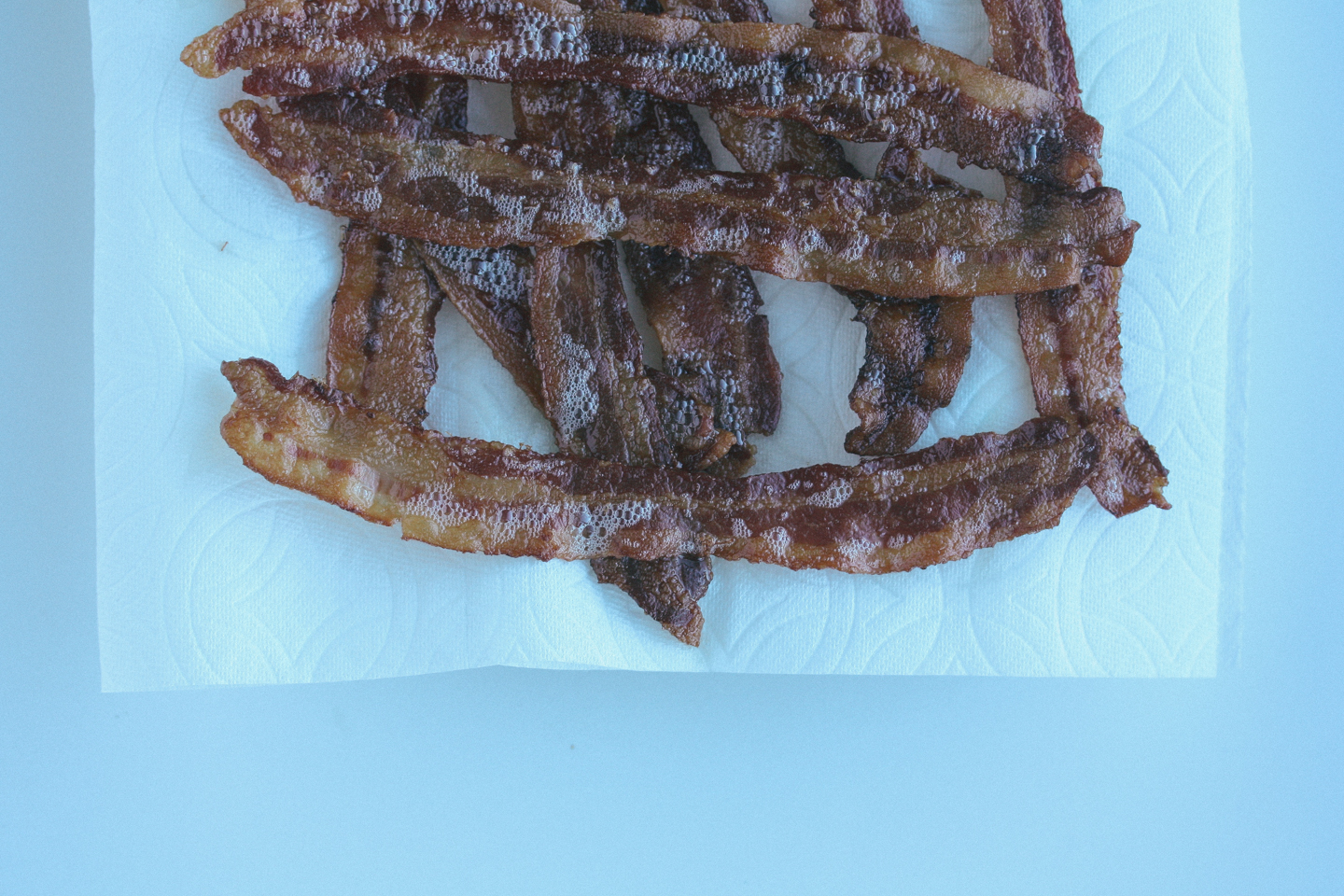 Place the bacon on some paper towels to dry, crisp up and drain