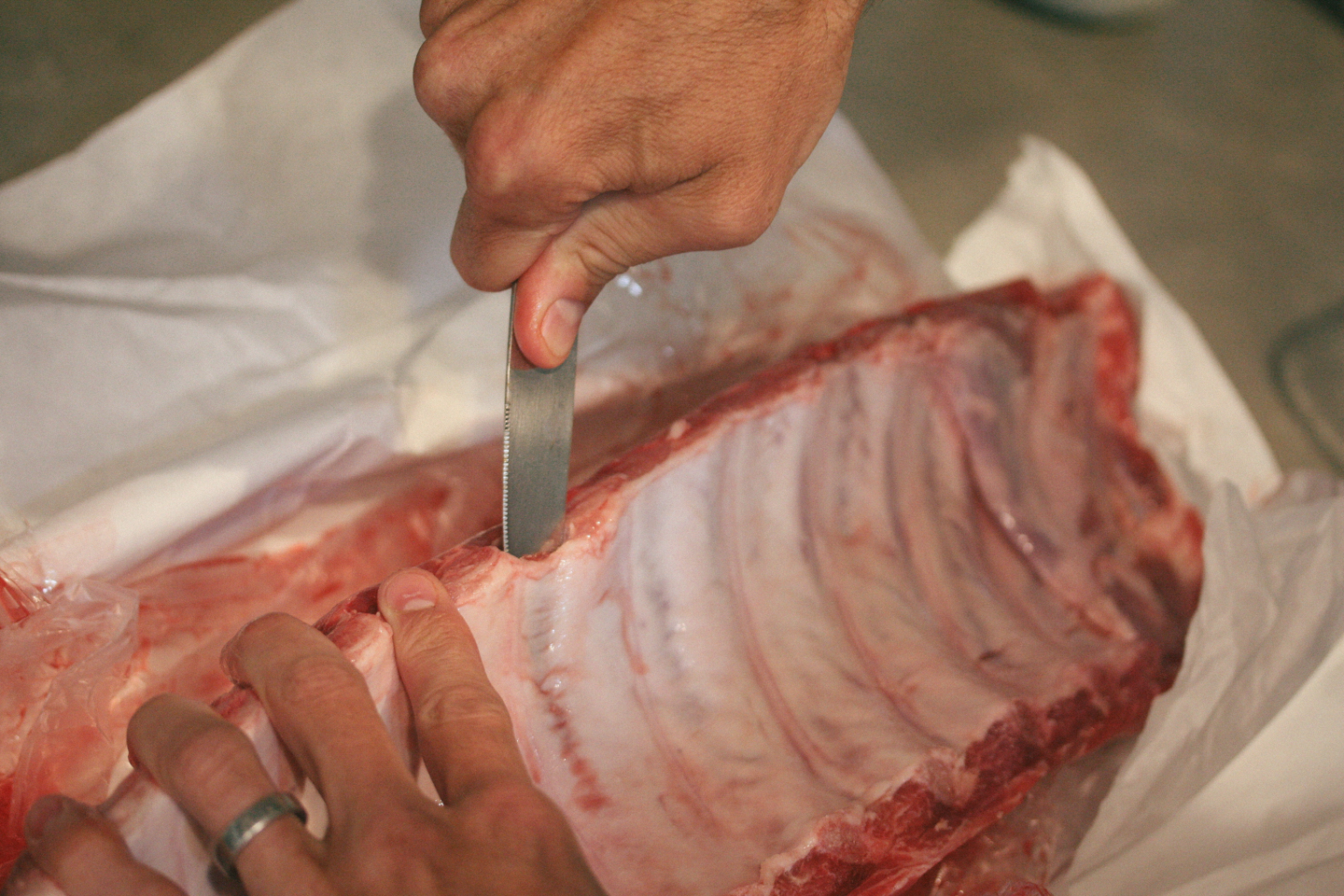Butter knife to remove membrane