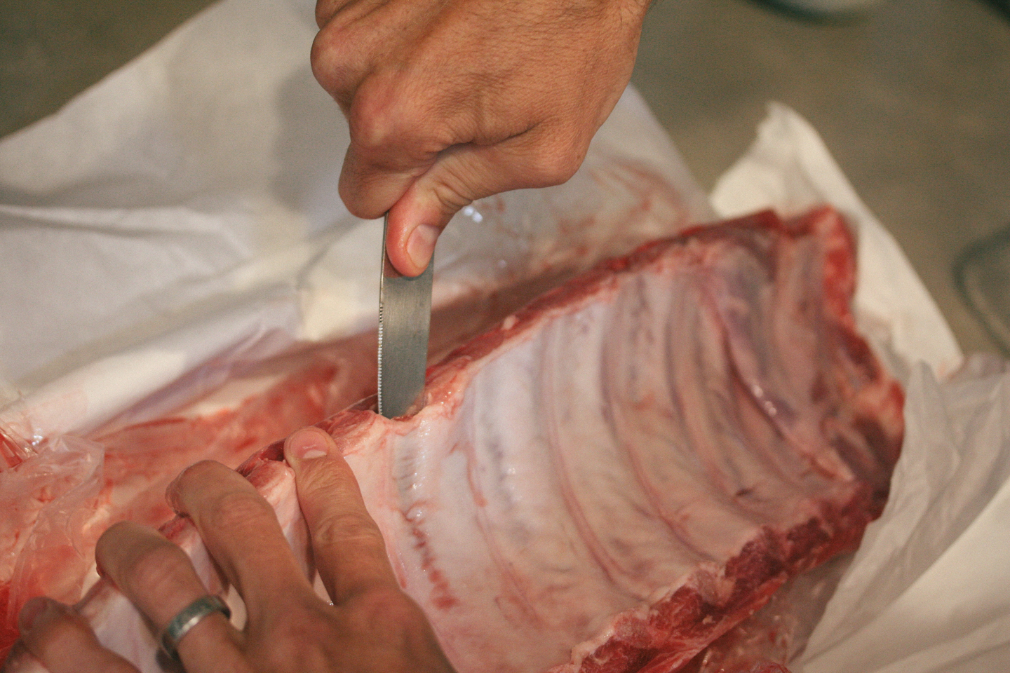 Butter knife to remove membrane