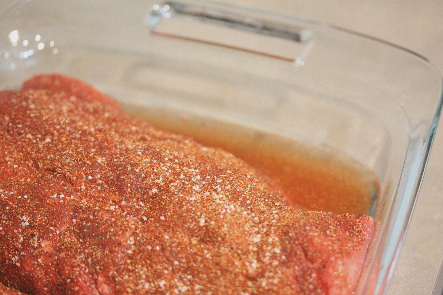 Dry rub and put in the oven for 2.5 hours